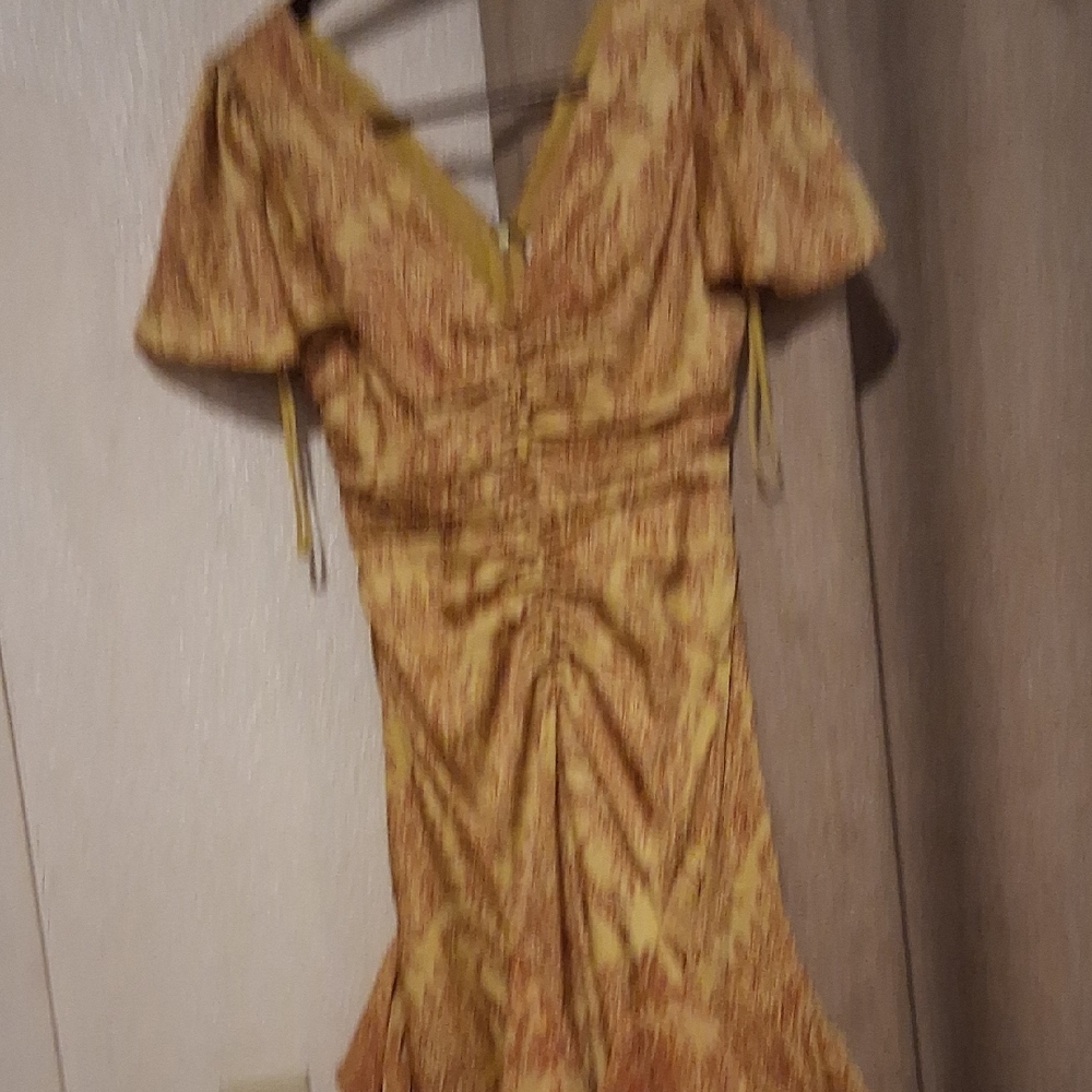 Cinq à Sept Yellow and Orange Midi Dress